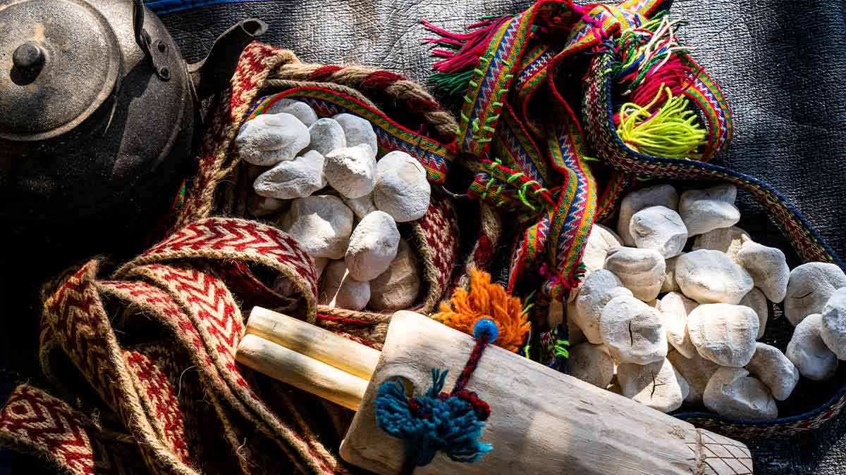 Nomadic dairy products Kashk wrapped by colorful ropes